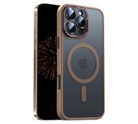 Nekiyo Tech Designed for iPhone 16 Pro con Custodia Copri-Lenti in Alluminio a Protezione Totale, Resistenza Militare, Sottile e Magnetica, Traslucida Opaca Anti-Impronte, Slim 6.3", Oro del deserto