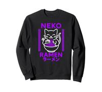Neko - Gatto con ciotola per ramen, stile anime, grafica alimentare Felpa