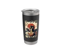 Neko Ramen Black Cat Great Wave giapponese Ukiyo-e Style Art Bicchiere termico in acciaio inox doppia parete