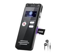 NekSide Registratore vocale digitale da 32G, 1536 kbps, interfaccia di tipo C, dispositivo di registrazione a nastro One-Touch-HD Dual MIC, per conferenze, interviste, riunioni