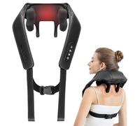 Nekteck Massaggiatore per il collo senza fili, massaggiatore per collo e schiena Shiatsu con calore, 5D tessuto profondo impastare cuscino massaggiante per spalla, sollievo dal dolore muscolare, casa