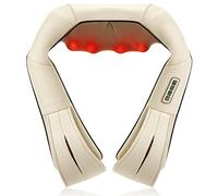 Nekteck Massaggiatore per schiena e spalle con calore, massaggio shiatsu a pressione elettrica per impastare i tessuti profondi 3D per sedia da ufficio per alleviare il dolore muscolare (beige)