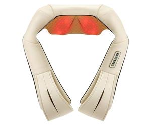 Nekteck Massaggiatore per schiena e spalle con calore, massaggio shiatsu a pressione elettrica per impastare i tessuti profondi 3D per sedia da ufficio per alleviare il dolore muscolare (beige)