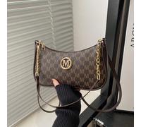 Nel 2025, la nuova borsa a baguette dalla moda classica, con design a stampa con lettera M, realizzata in tessuto PU impermeabile, con decorazione in catena metallica, è adatta per lo shopping. Letter