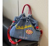 Nel 2025, la nuova borsa a spalla/shopping tote di moda classica, con motivo ricamato a lettere con stile da "joker", design a contrasto, grande capacità, è adatta per l'uso in campus, viaggi, shoppin