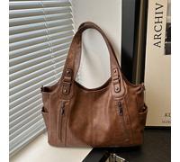 Nel 2025, la nuova borsa a tracolla retrò in PU di grande capacità dal colore solido e classico stile Joker è adatta per lo shopping. Borsa a tracolla alla moda con cerniera, borse a tracolla come reg