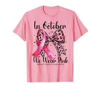 nel Mese di Ottobre indossiamo Rosa Coquette Bow Leopard Cancro al Seno Maglietta