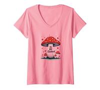 nel Mio Elemento: Stravagante Avventura nella Foresta dei Funghi Maglietta con Collo a V, Donna, Rosa, L