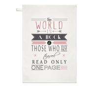 Nel Mondo È Un Libro Citazione Tè Telo Piatto Panno Ispiratore Viaggi Vacanze