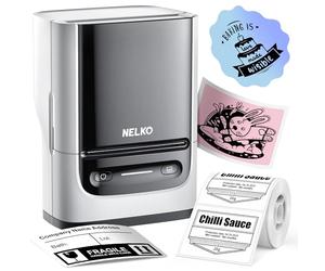 Nelko Etichettatrice Bluetooth con Rubinetto, PM220 Stampante Termica Portatile a 2 Pollici per Piccole Imprese, Indirizzo, Logo, Abbigliamento, Posta, Stampante Adesiva per Telefoni e PC, Bianca