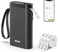 Nelko P21 Etichettatrice Bluetooth portatile, stampante adesiva wireless con più modelli per l'organizzazione e l'etichettatura di archiviazione, con 3 rotoli di nastro termico (14 x 40 mm), nero