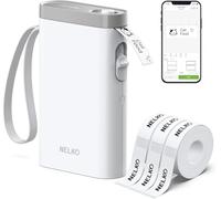 Nelko P21 Etichettatrice Bluetooth portatile, stampante adesiva wireless con più modelli per organizzazione e etichettatura di archiviazione, con 3 rotoli di nastro termico (14 x 40 mm), bianco