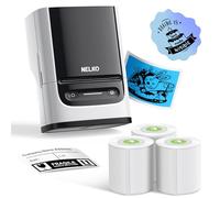 Nelko Etichettatrice con nastro, PM220 Bluethooth, stampante termica portatile da 2 pollici per piccole imprese, logo, abbigliamento, stampante adesiva per telefoni e PC, con 3 etichette, bianco