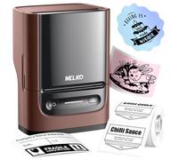 Nelko Etichettatrice con nastro, PM220 Bluethooth stampante termica portatile da 2 pollici per piccole imprese, indirizzi, logo, abbigliamento, stampante adesiva per telefoni e PC, marrone