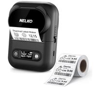 NELKO Etichettatrici P110, stampante termica portatile Bluetooth, etichettatrice con nastro per indirizzi, casa, ufficio, organizzazione, compatibile con sistema Android e iOS, con 1 rotolo di