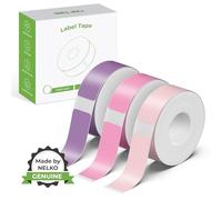 NELKO Nastro per etichettatrice originale P21, carta per stampa di etichette adattata, 14 x 40 mm, ricambio standard laminato per ufficio, multiuso, P21, 180 nastri/rotolo, 3 rotoli, viola/rosa/rosa