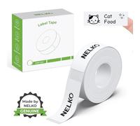 Nelko Nastro per etichettatrice originale P21, 14 x 40 mm, nastro termico laminato standard di ricambio, per casa e ufficio, 180 etichette/rotolo, bianco