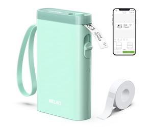 Nelko P21 Stampante per Etichette Portatile Bluetooth Smartphone, Verde | Incluso 1 Rotolo di Etichette Autoadesive, con Modelli di Etichette Vari, Organizzazione Domestica e Archiviazione in Ufficio