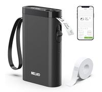 Nelko P21 Stampante per Etichette Portatile, Incluso 1 Rotolo, Nero | Connessione Bluetooth Per Smartphone, con Modelli di Etichette Vari, Organizzazione Domestica e Archiviazione in Ufficio