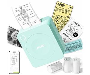 Nelko PM230 Bluetooth Mini Stampante Portatile, Stampante Etichette Adesive con 3 Rotoli di Carta, Stampante Fotografica Compatibile con iOS e Android per Fotografica Note Elenco Memo, Verde