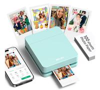 Nelko PP01 Stampante fotografica portatile con 100 fogli di carta e cartuccia d'inchiostro, stampa fotografica istantanea con retro adesivo per iOS/Android, mini stampante tascabile con divertente app