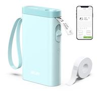 Nelko Stampante per etichette, Bluetooth P21, autoadesivo, etichettatrice portatile, autoadesiva, senza fili, Mini Label Printer con iOS Android, per casa, blu chiaro