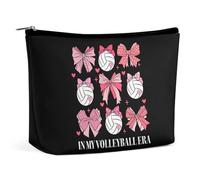 Nella mia era della pallavolo Borsa per il trucco con fiocchi rosa per donna Borsa cosmetica da viaggio Pochette da toilette Borse per riporre oggetti da bagno