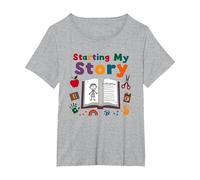 nella mia Era dell'asilo: Iniziare la mia Storia Maglietta, Donna Plus-Size, Grigio Melange, 5X