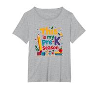 nella mia Era Pre-K: Questa è la mia Stagione Pre-K Maglietta, Donna Plus-Size, Grigio Melange, 1X
