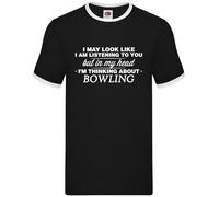 Nella Mia Testa Sto Pensando Al Bowling - Ringer Da Uomo - Bowling A Dieci Pin