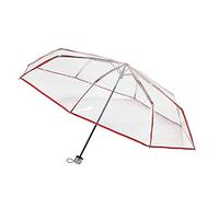 Nell'aria del tempo, ombrello pieghevole trasparente da donna, ultra leggero e compatto, ampia protezione di 110 cm di diametro, tela PVC di alta qualità, bordo rosso