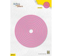 Nellie's Choice Circolo Linea Doppia Tratteggiata, 9 Fustelle Multi Cornice, 12.3 x 12.3 cm, per Creare Biglietti, Natale, Scrapbooking, Fai da Te, DIY, Rosa, 123x123mm