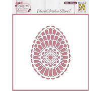 Nellie's Choice Corona di Fiori a Forma di Uovo-Stencil Riutilizzabile creativi di 15 x 15 cm-Scrapbooking, Creazione di Biglietti e Altri Progetti con la Carta, Grigio Bianco, Taglia Unica