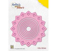 Nellie's Choice Fiore Circolare, 7 Fustelle Multi Cornice, 12.5 x 12.5 cm, per Creare Biglietti, Natale, Scrapbooking, Fai da Te, DIY, Rosa, 125x125mm