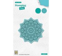 Nellie's Choice Fustella con Embossing, Mandala Stamping Die, 10 x 10 cm Cirkel, per Biglietti, Natale, Scrapbooking, Fai da Te, DIY, Blu, 100x100mm