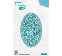 Nellie's Choice Fustella con Embossing, Rose Stamping Die, 8.6 x 13.6 cm Ovaal, per Biglietti, Natale, Scrapbooking, Fai da Te, DIY, Blu, 86x136mm