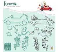 Nellie's Choice Fustella e Timbro Trasparente di Natale, Topo, da 1.2 x 1.1 cm a 7.7 x 3.4 cm, 12 Pezzi, per Creare Biglietti, Scrapbooking, Fai da Te, DIY