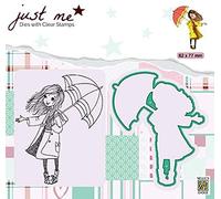 Nellie's Choice Fustella e Timbro Trasparente, Ragazza, 6.2 x 7.7 cm, per Creare Biglietti, Natale, Scrapbooking, Fai da Te, DIY, Colori Multipli, 62x77mm