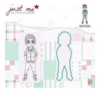 Nellie's Choice Fustella e Timbro Trasparente, Ragazzo con Cane, 2.4 x 7.7 cm, per Creare Biglietti, Natale, Scrapbooking, Fai da Te, DIY, più Colori, 24x77mm