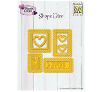 Nellie's Choice - Fustelle da Taglio Shape Dies Francobolli con Cuori - Set di 11 Fustelle da 3 x 3 cm a 4 x 4 cm - Accessori per Fai Da Te e Lavori di Carta con Macchine da Taglio e Embossing