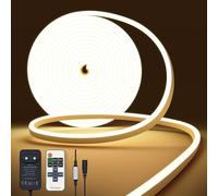 NELUX Striscia LED Neon 5 Metri da Esterno Impermeabile o Interno Cucina Bianco Caldo. Luce LED Strisce Alta Luminosità Dimmerabile Flessibile Sottopensile IP65. Include Telecomando, Trasformatore 12V