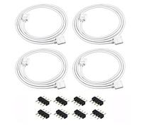 Nelyeqwo - Confezione da 4 cavi di prolunga RGB da 1 m, connettore a striscia a LED 4 pin senza saldatura, con 8 connettori a 4 pin maschio per 5050 3528 RGB LED Strip Light