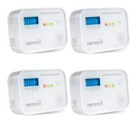 NEMAXX® CM18 Rilevatore di Monossido di Carbonio/Allarme CO con Display LCD - 85 dB, Sensore Elettrochimico, EN 50291-1:2018, Pulsante Test, 3× Batterie AA LR6, Durata del Prodotto 10 Anni - Set da 4