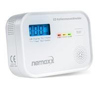 NEMAXX® CM18 Rilevatore di Monossido di Carbonio/Allarme CO con Display LCD - 85 dB, Sensore Elettrochimico, EN 50291-1:2018, Pulsante Test, 3× Batterie AA LR6, Durata del Prodotto 10 Anni - Set da 1