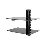 Nemaxx® DV02 mensola multimediale da parete per dispositivi HiFi e multimediali - 2 ripiani in vetro di sicurezza da 5 mm, sistema integrato di canalizzazione dei cavi, fino a 10 kg