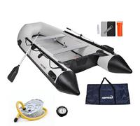 NEMAXX® Gommone 330 cm per 5 Persone - Barca a Remi, da Pesca e da Voga - 505 kg, Fondo in Alluminio, Motorizzabile fino a 11 kW/15 HP - incl. 2 Remi, Pompa, Manometro, Borsa e Kit di Riparazione