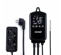 NEMAXX® NTP16 Termostato digitale da presa [230V] - Regolatore di temperatura programmabile con 2 relè/prese e sensore NTC - Termostato per riscaldamento e raffreddamento fino a 3000W/16A - Plug&Play