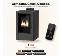 NEMAXX P6Mi Stufa a Pellet 6 kW compatta piccola 46 cm telecomando nera
