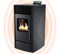 Nemaxx P9 stufa a pellet stufa a pellet 11kW stufa a legna riscaldamento stufa a pellet camino stufa a pellet riscaldamento camino stufa a pellet -nero- WiFi-Ready