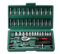 Nemeaii Set di attrezzi per riparazione auto, 46 pezzi, con cricchetto, set di attrezzi, strumenti di riparazione auto, verde